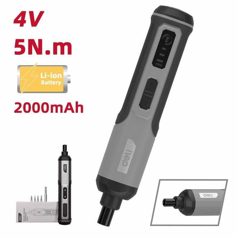 Отвертка аккумуляторная Deli Отвертка аккумуляторная Deli DC160 (4В, 2Ач, 5Нм, 300об/мин, Type-C, набор бит 4 шт) фотография 8