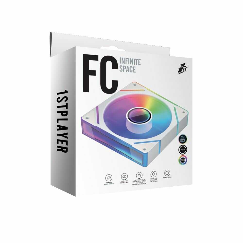 Вентилятор 1STPLAYER FC(AP) White 120mm ARGB PWM 600-1800rpm 3pin (FC(AP)-WH-1IN1) фотография 4