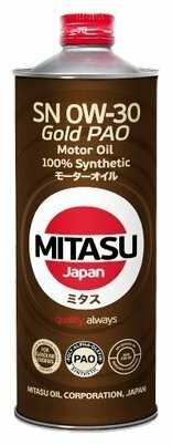 Синтетическое моторное масло Mitasu MJ-103 Gold PAO SN 0W-30