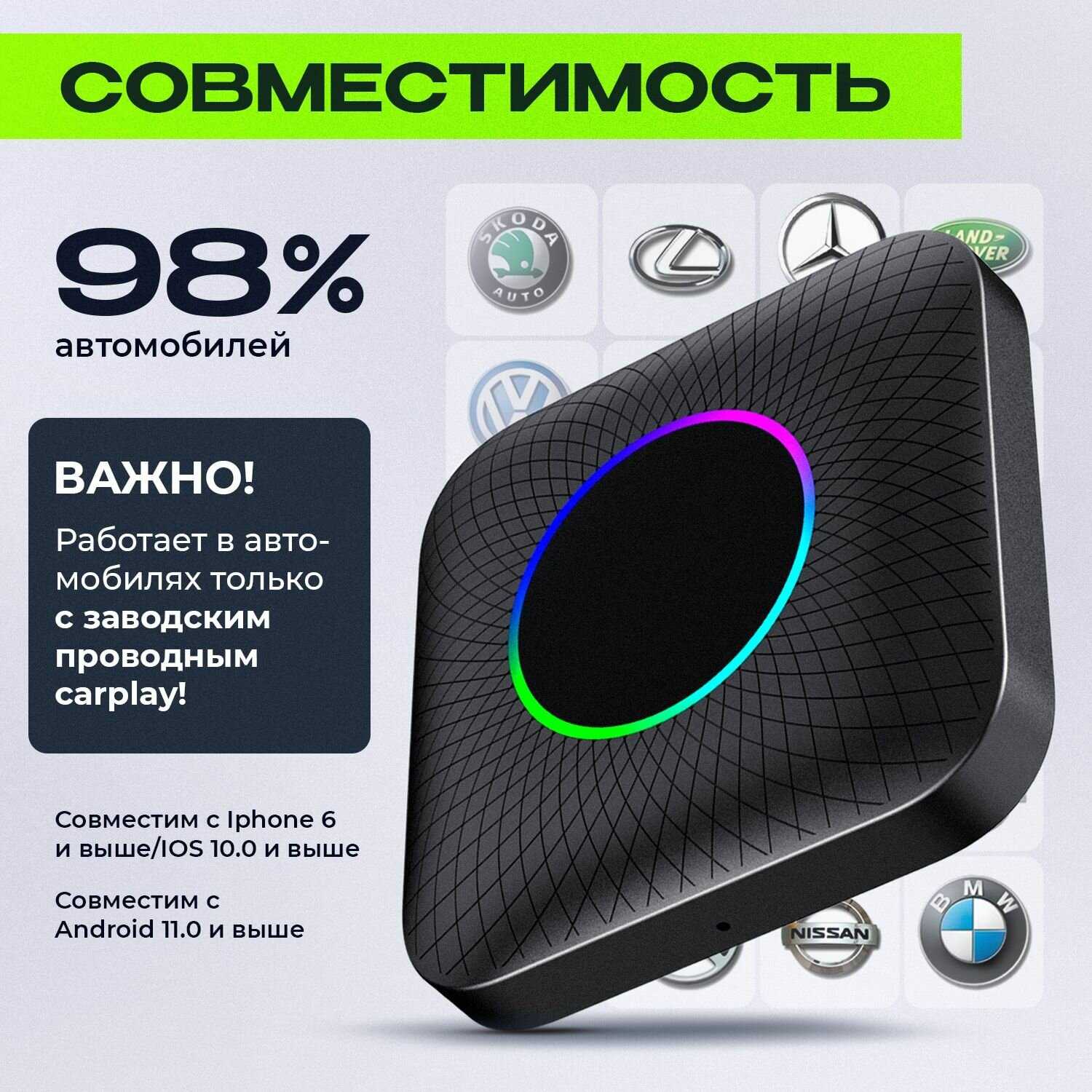Беспроводной CarPlay TBox Ambient, Android 13, 8+128 Гб, 8-ядерный Qualcomm 6225, 4G LTE фотография 7