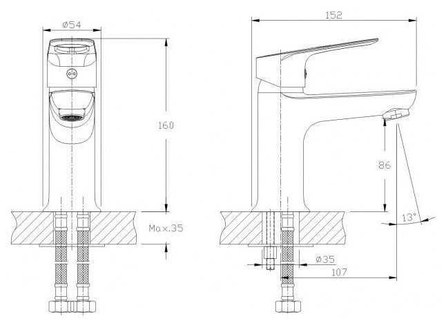 Смеситель для раковины (умывальника) RUSH Edge ED7735-11, рычажный фотография 1