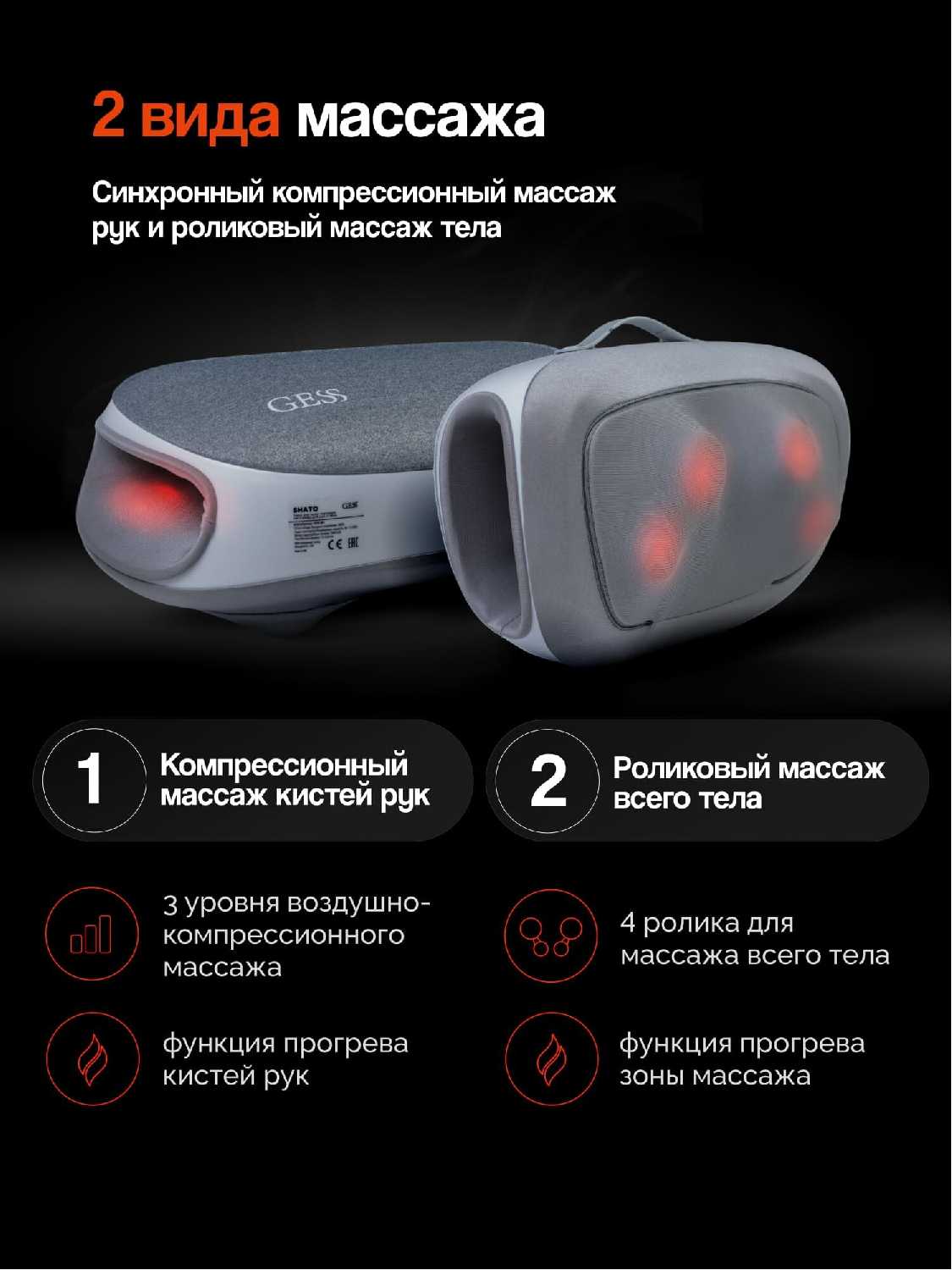 Массажер GESS SHATO Массажер для рук, живота и тела фотография 1