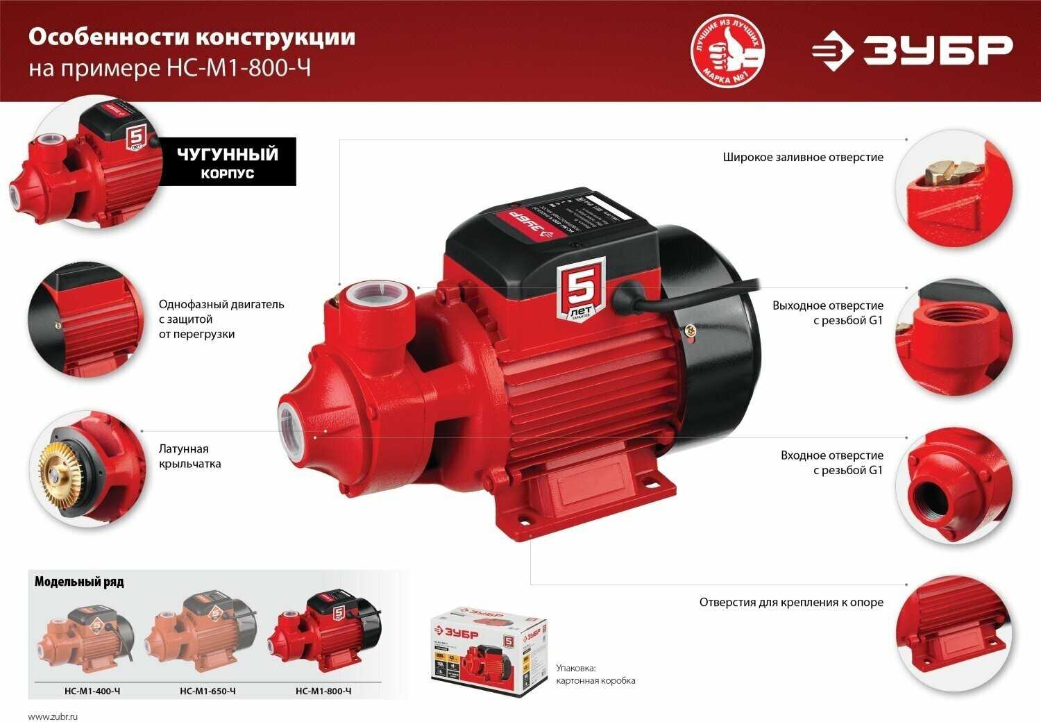 Поверхностный насос ЗУБР НС-М1-650 фотография 10