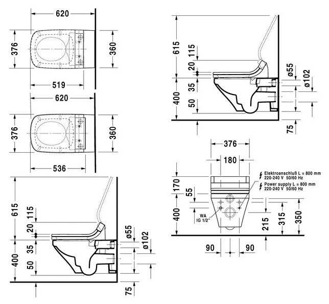 Унитаз-биде подвесной DURAVIT DuraStyle 254259 с горизонтальным выпуском фотография 1