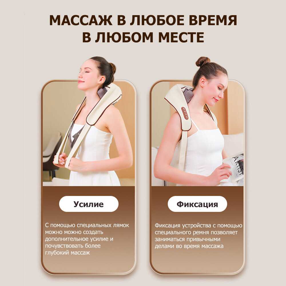 Массажер для шеи и плеч электрический KZ0310, с 6 роликами, щипковым механизмом и ИК прогревом, беспроводной фотография 14