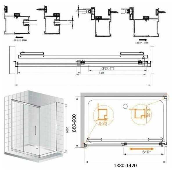 Душевой уголок Cezares Lux 140x90 SOFT-W-AH-1-140/90-C-Cr-IV фотография 7
