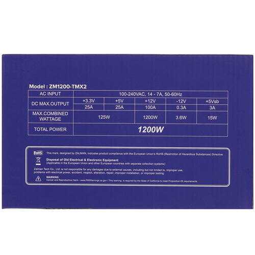 БП Zalman ZM1200-TMX2 W (1200W) фотография 9
