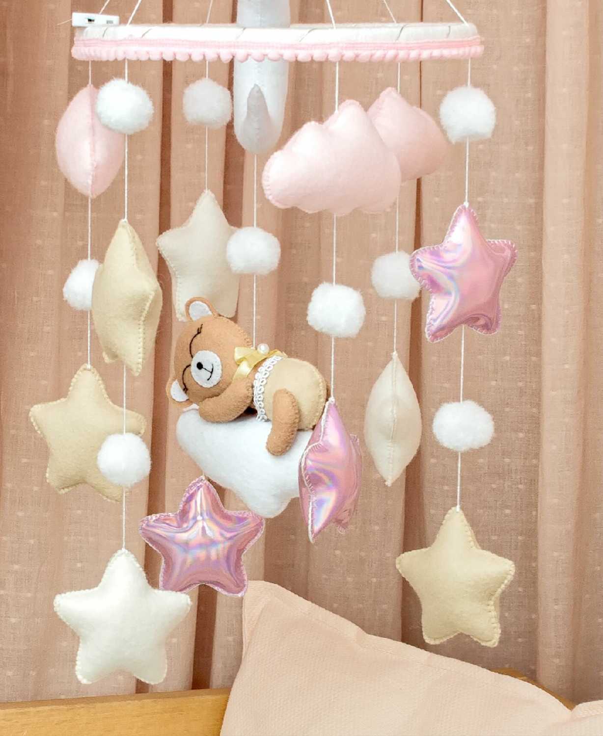 Мобиль в кроватку для новорожденных с подсветкой фотография 27