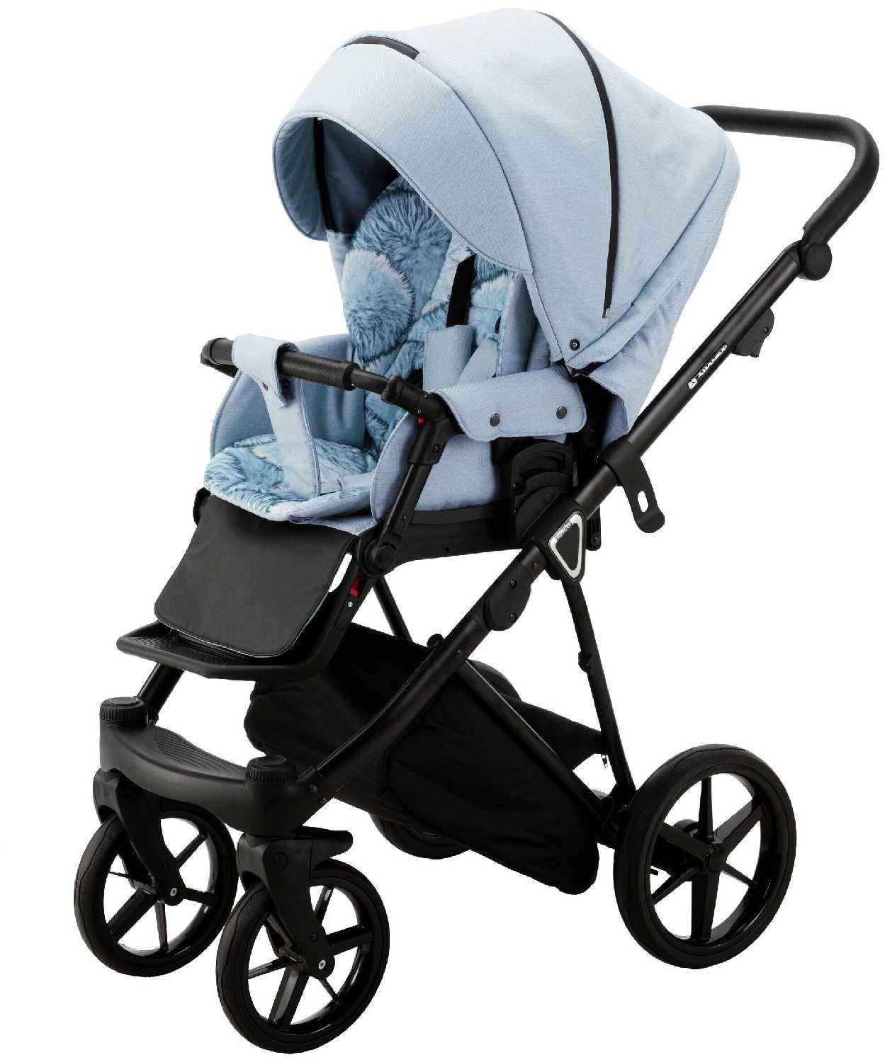 Коляска универсальная Adamex Porto TIP 2 в 1, PO-PS24 - Голубой, голубая экокожа фотография 3