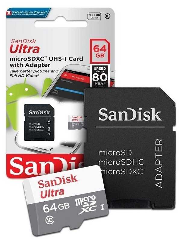 Sandisk Ultra / Карта памяти / Micro SDXC Class 10 UHS-1 100MB/s / 64 Gb фотография 1