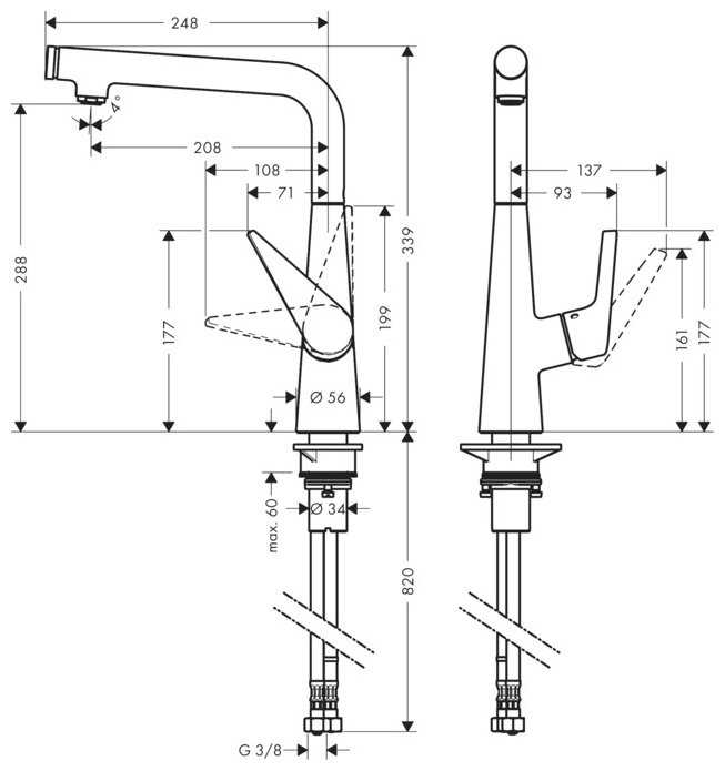 Однорычажный смеситель для кухни (мойки) Hansgrohe M51 73854000 (M512-H300) фотография 1