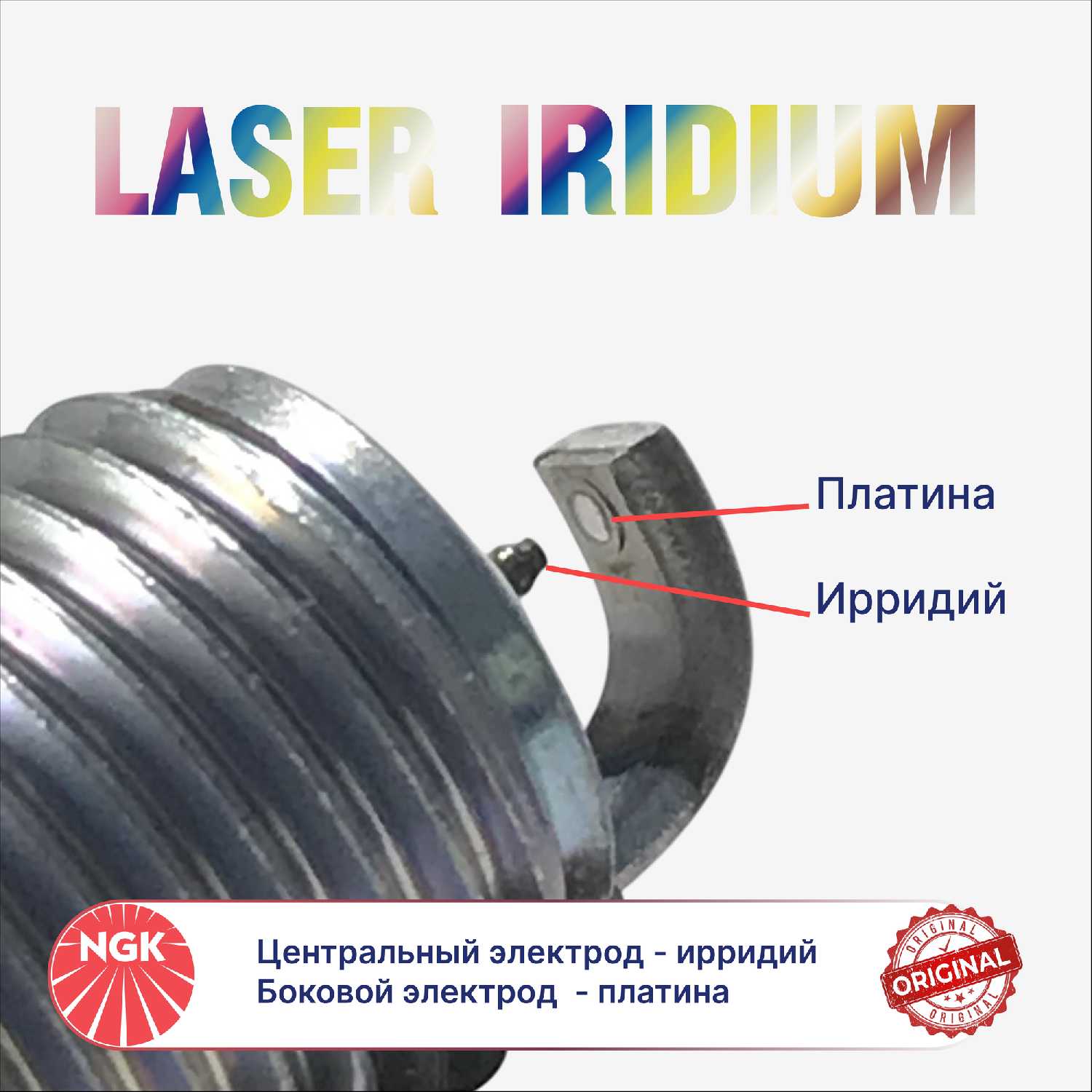 Иридиевые свечи зажигания Мазда NGK ILKAR7L11/94124, оригинальные, с защитным QR-кодом от подделок фотография 2