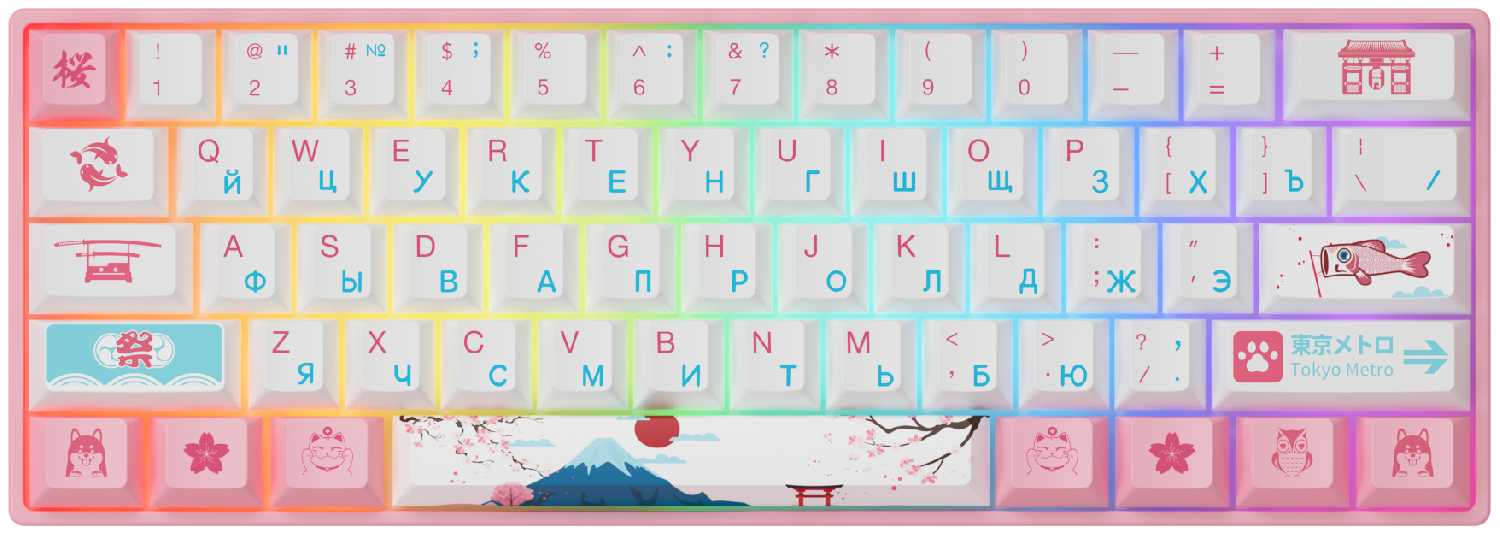 Игровая механическая клавиатура AKKO 3061 World Tour Tokyo R2 (Rus), CS Gateron Pink