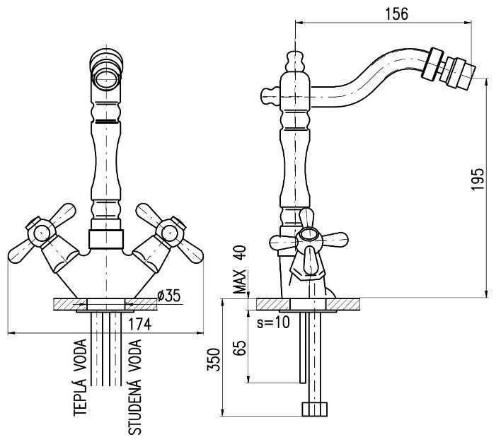 Смеситель для биде Slezak RAV Morava MK320.5/9, вентильный фотография 1
