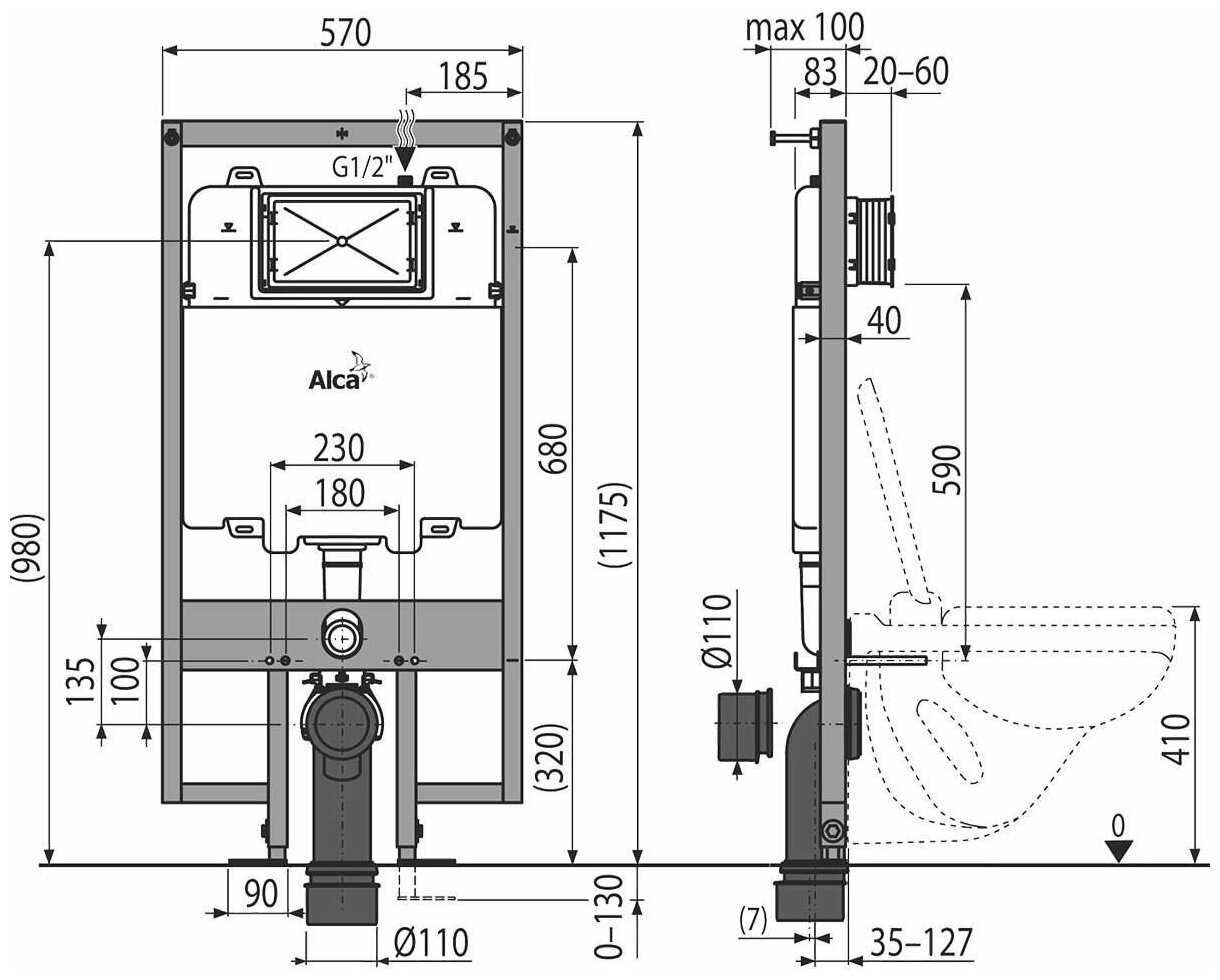 Рамная инсталляция Alcadrain AM1101/1200 фотография 5