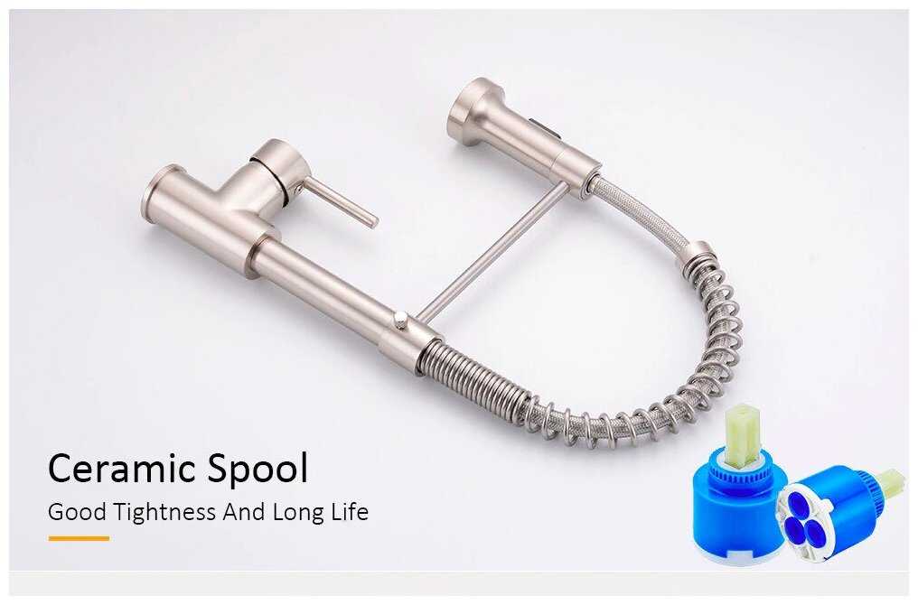 Смеситель для кухни (кухонной раковины) с гибким изливом Kasanye Kitchen Faucet 202 фотография 14