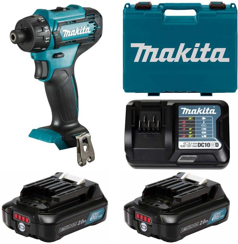 Дрель-шуруповерт аккумуляторная Makita DF033DWAE [32 Нм, CXT 12В, 2×2 Ач, з/у].