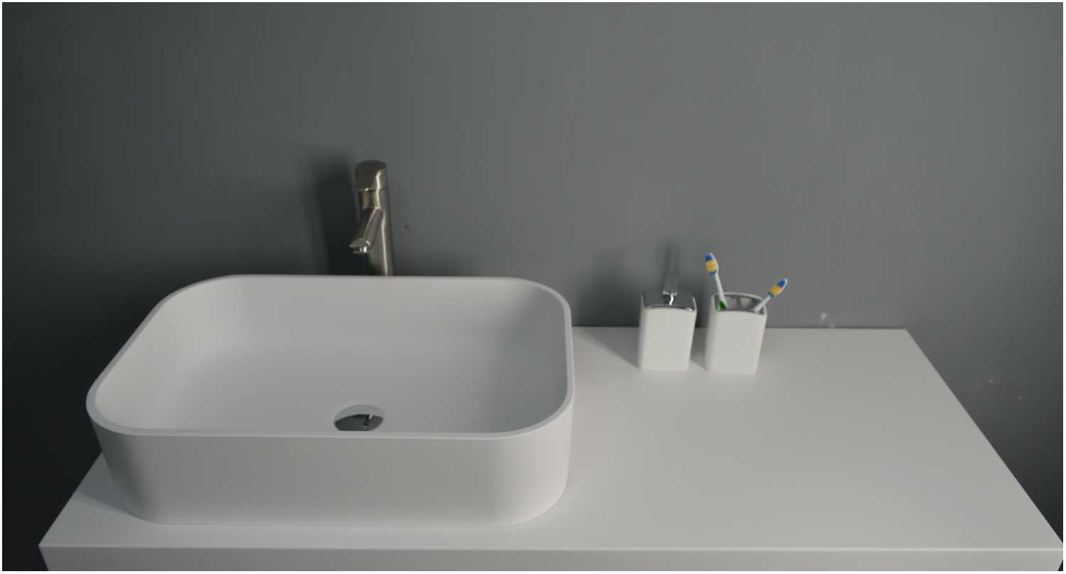 Раковина в ванную накладная Radostone Ornella Solid Surface белая матовая прямоугольная 580х380х140 мм