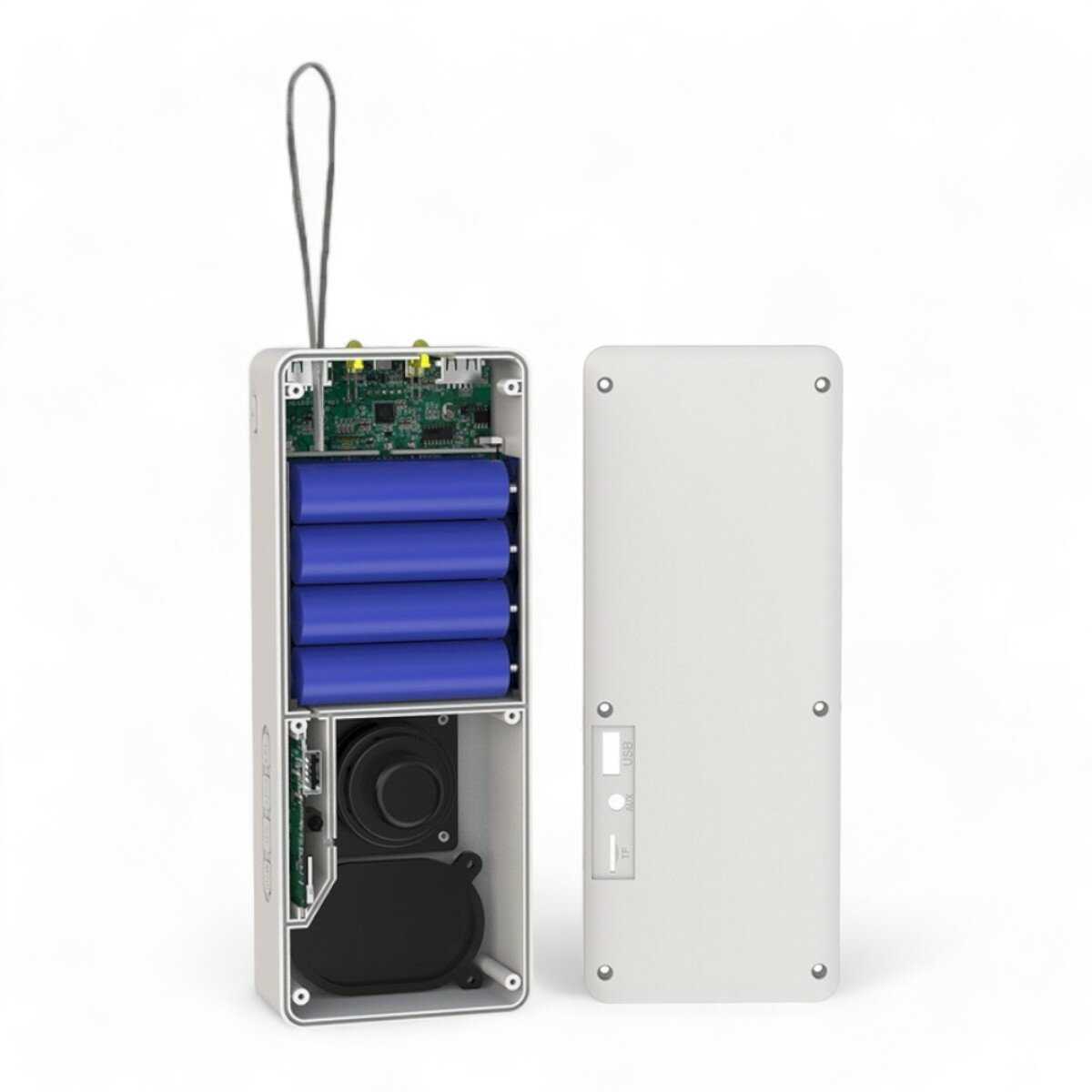 Корпус ABC для повербанка с колонкой и фонариком для аккумуляторов 18650 черный фотография 9