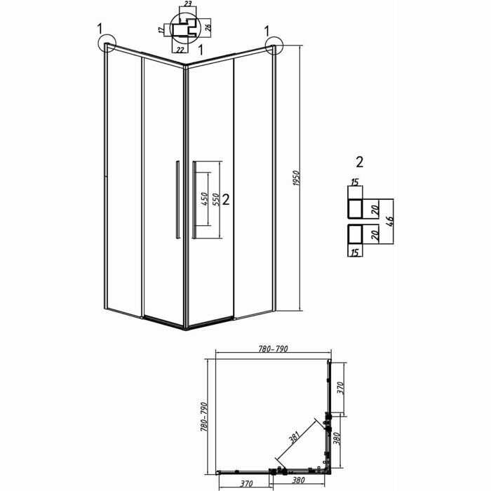 Душевой уголок Grossman Galaxy 90x70 (K33.01.9070.21.02) фотография 10