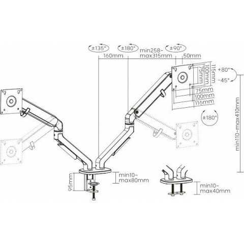 Кронштейн для мониторов Ultramounts UM735BL фотография 8