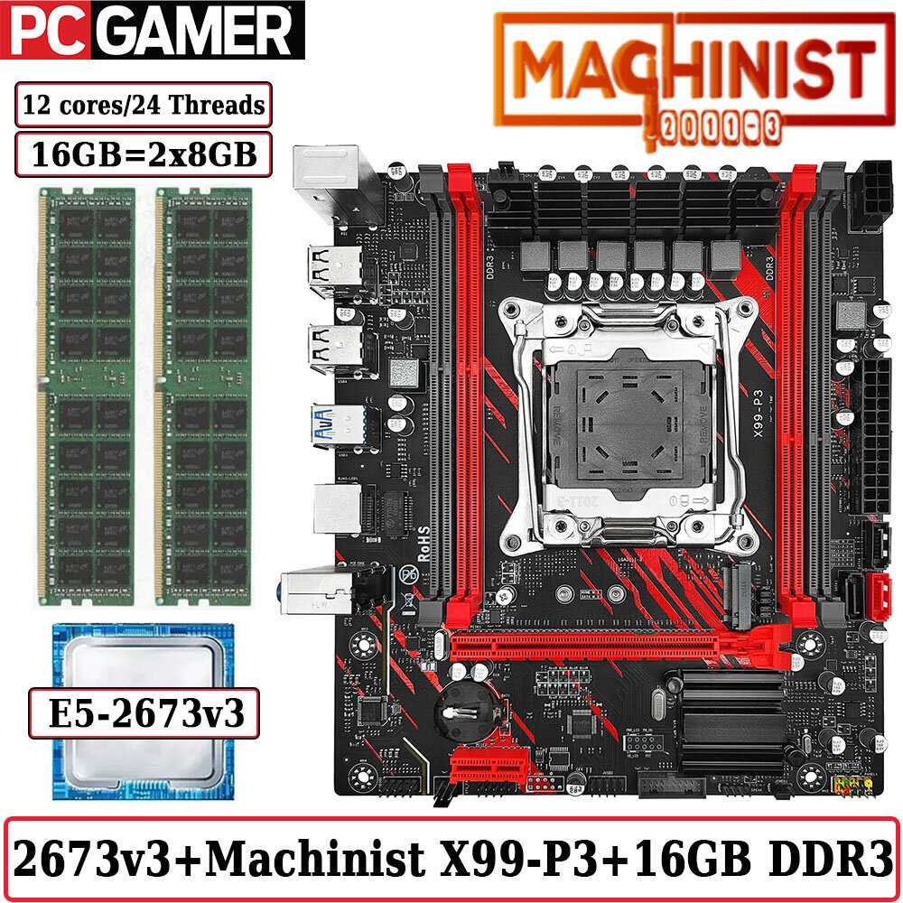 Комплект материнская плата Machinist X99-P3 + Xeon 2673V3 + 32GB DDR3 ECC (2x16GB) фотография 4