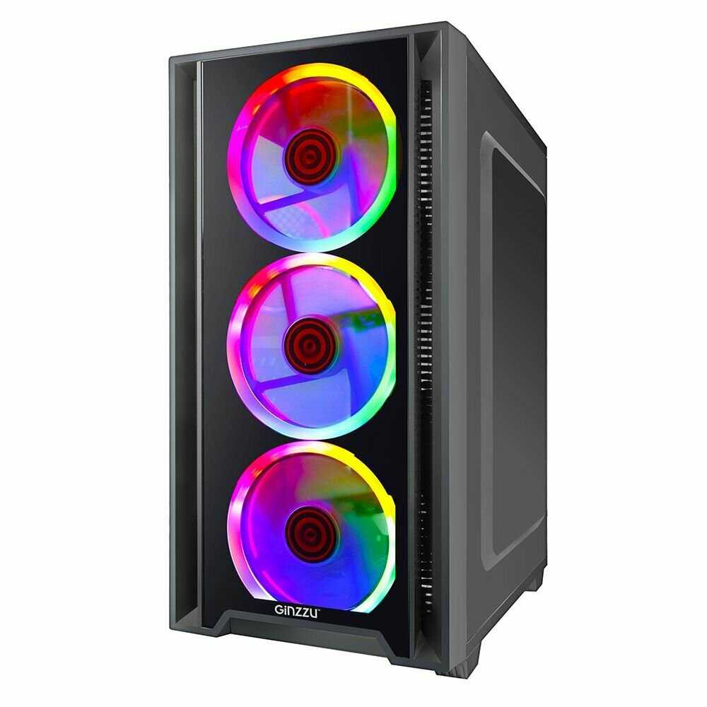 Корпус Ginzzu CL620 mATX 412см FAN, закаленное стекло боковая и передняя панель фотография 3