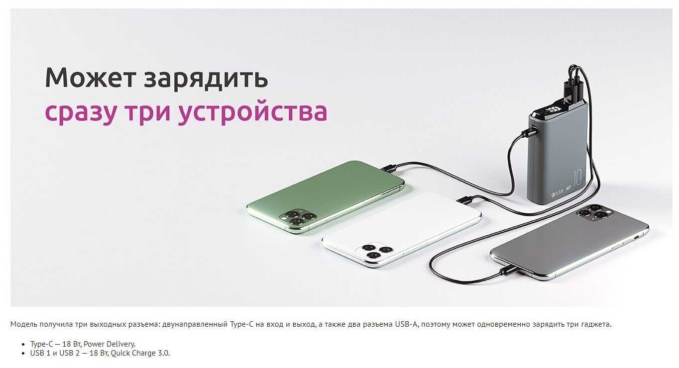 Внешний аккумулятор Olmio QS-10 20W 10000 mAh темно-синий фотография 12