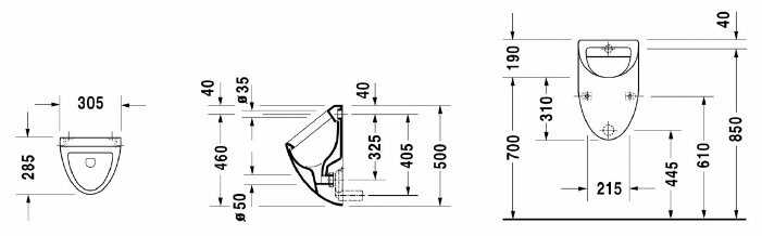 Писсуар подвесной DURAVIT Darling new 082336 (с мушкой) с горизонтальным выпуском фотография 1