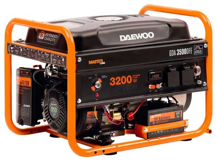 Газо-бензиновый генератор Daewoo Power Products GDA 3500DFE, (3200 Вт)