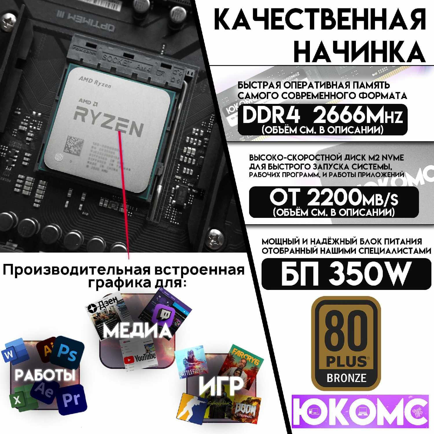 PC юкомс Ryzen 5 3400G (3400G) фотография 7