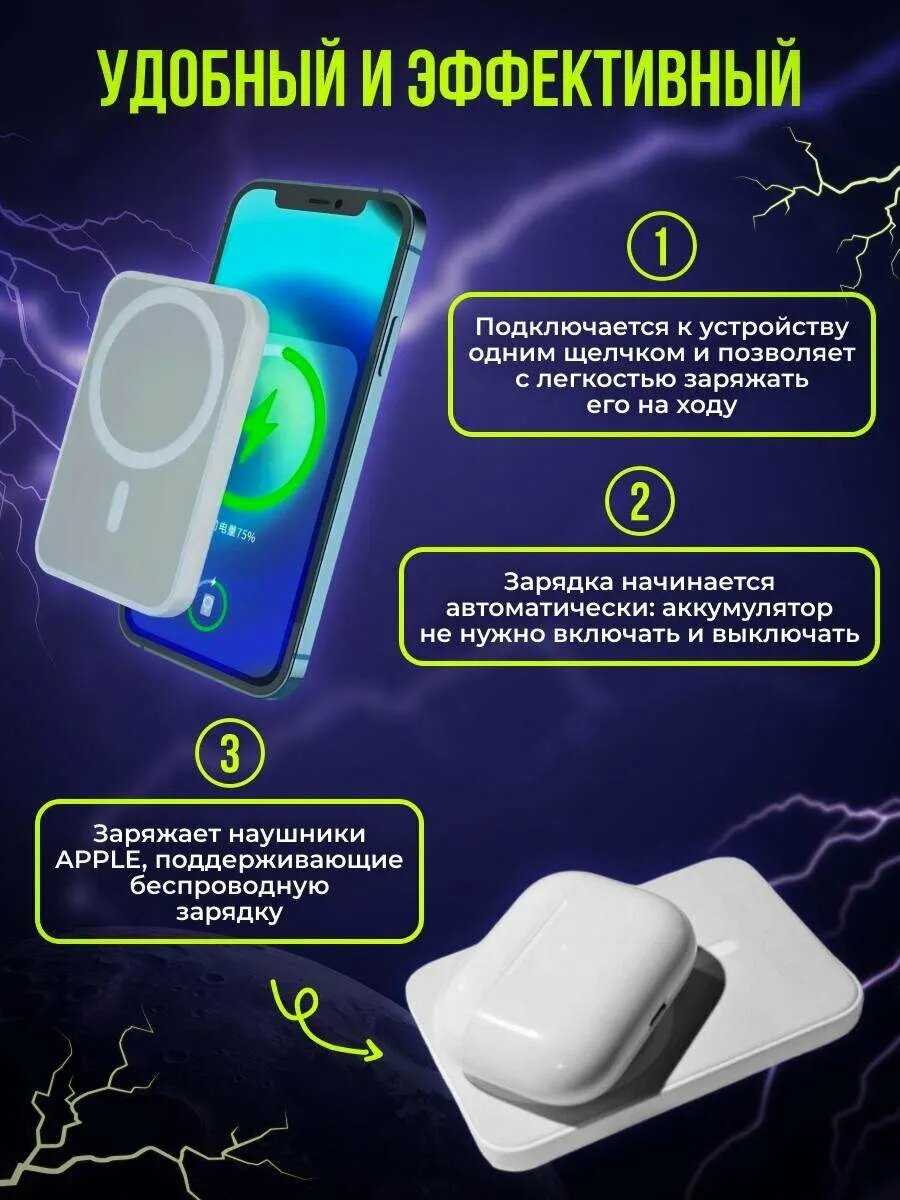 Внешний аккумулятор Magsafe повербанк Беспроводная зарядка фотография 6