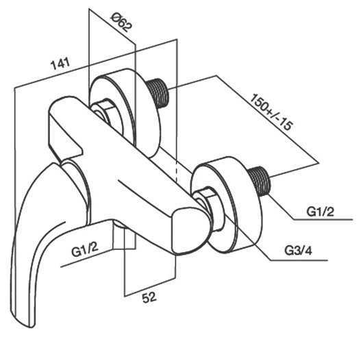Смеситель для душа AM.PM Sense L F7420000, рычажный фотография 1