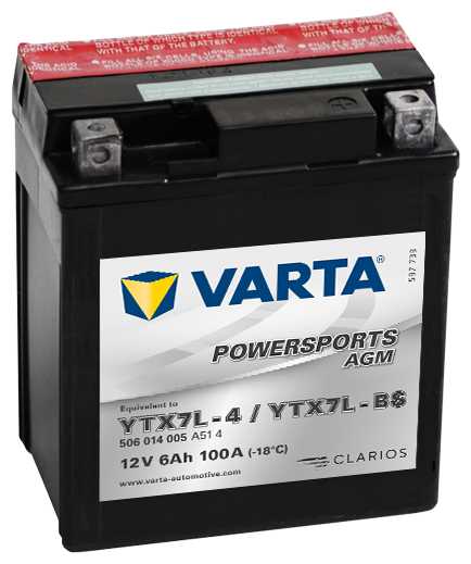 Мото аккумулятор VARTA Powersports AGM, 506 014 005 114x71x131