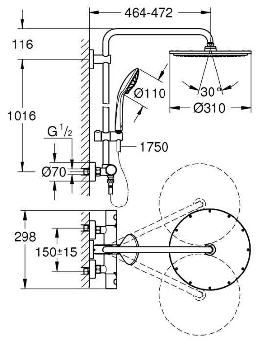 Душевая стойка Grohe Euphoria 310 26075DA0, фотография 1