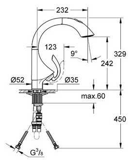 Смеситель для кухни (мойки) Grohe K4 33782000, рычажный фотография 1
