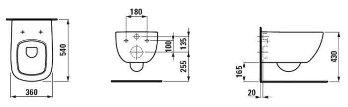 Биде подвесное LAUFEN Palomba 8.3080.1.400.304.1 с горизонтальным выпуском фотография 1