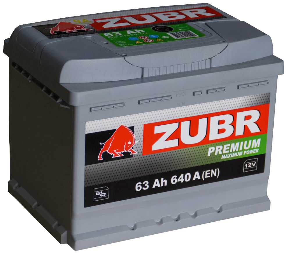 Аккумулятор ZUBR Premium 63 Ач обратная полярность