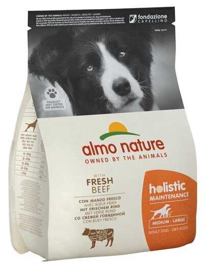 Корм для взрослых собак Almo Nature Holistic, говядина с рисом