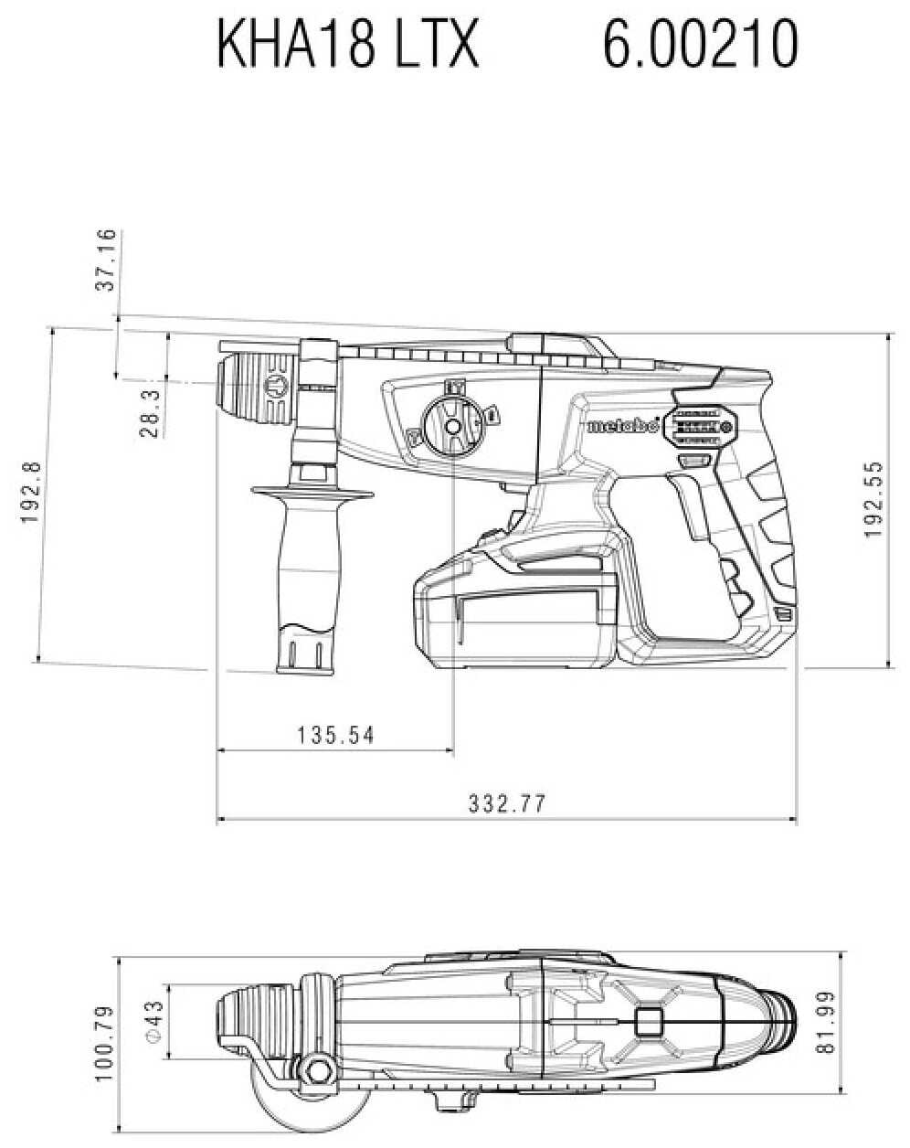 Перфоратор аккумуляторный Metabo KHA 18 LTX 600210650 фотография 14