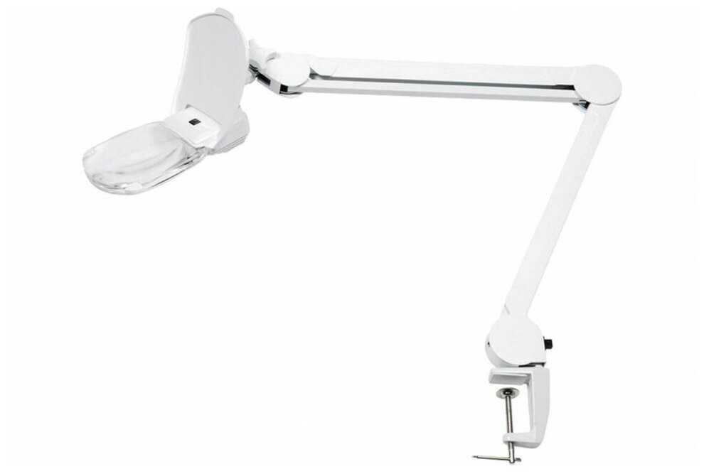 Лампа лупа на струбцине REXANT, квадратная 3D+20D, с подсветкой 6 LED, серия EXPERT, белая фотография 18
