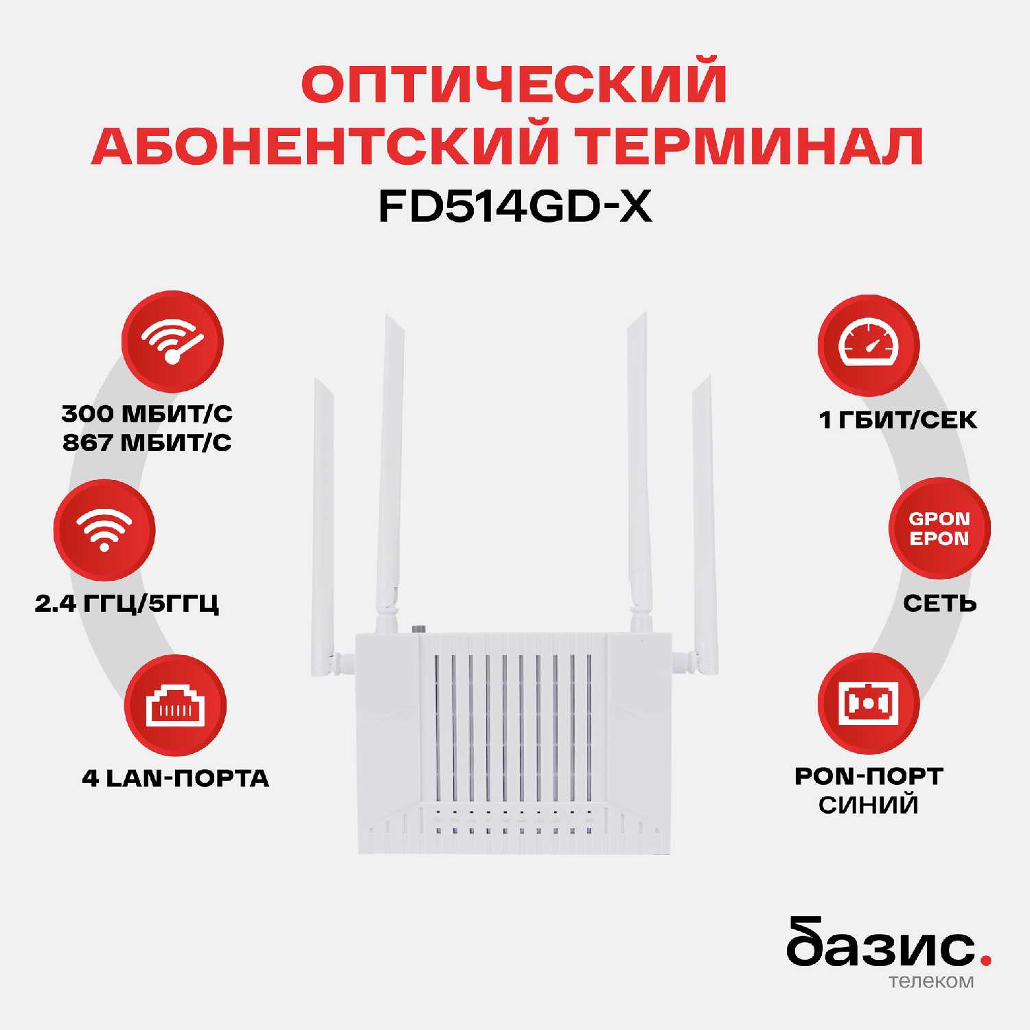 Оптический абонентский терминал C-Data xPON ONT FD514GD-X