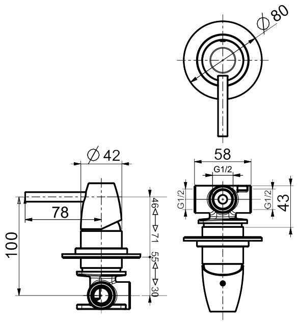 Смеситель для ванны Webert Opera moderna OE880101015, рычажный фотография 1