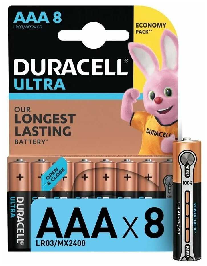 Батарейка алкалиновая Duracell Ultra Power (LR03-8BL)
