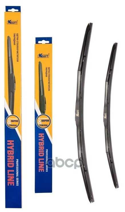KRAFT KT830868 Щетка стеклоочистителя гибридная Kraft 600/450 мм 2 шт. 1 переходник фотография 1