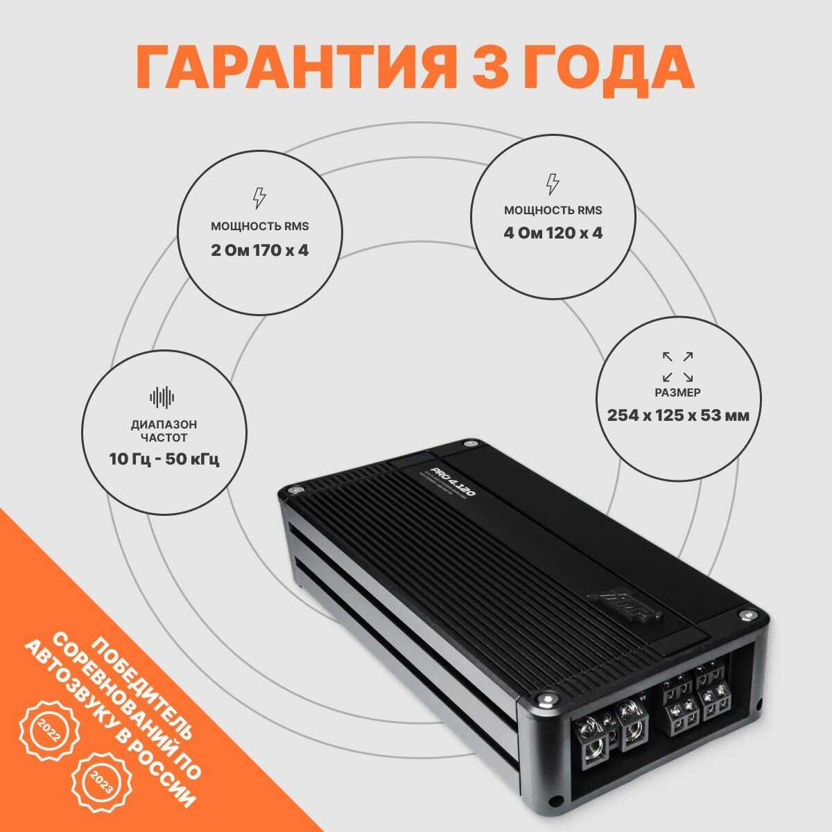 Автомобильный усилитель AMP Усилитель PRO 4.120 фотография 4