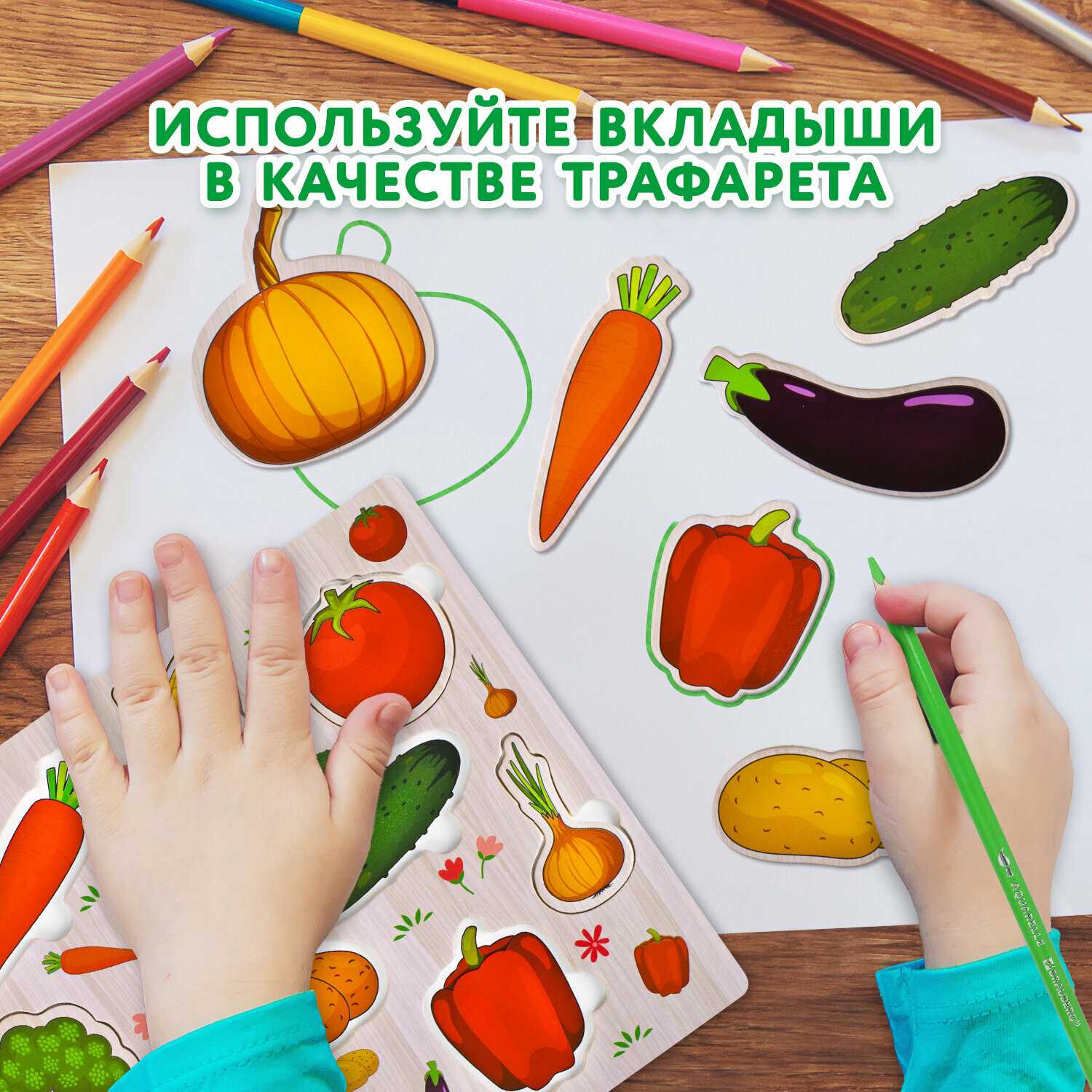 Рамка вкладыш деревянная Brauberg Kids Рамка-вкладыш Овощи (665255) фотография 20