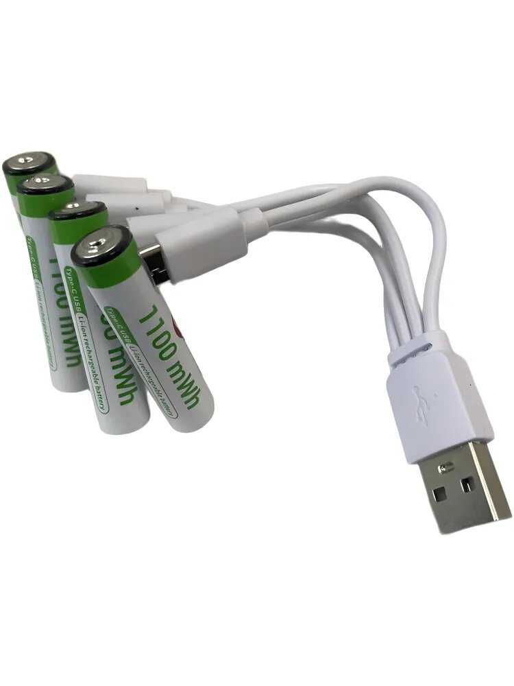 Аккумуляторы нет бренда AAA 1100mAh с кабелем Type-C фотография 3