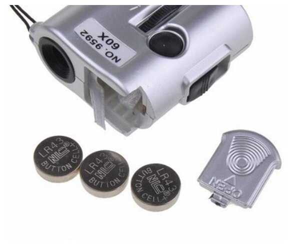 Микроскоп карманный OEM 9592 60x со светодиодной и ультрафиолетовой подсветкой. фотография 3