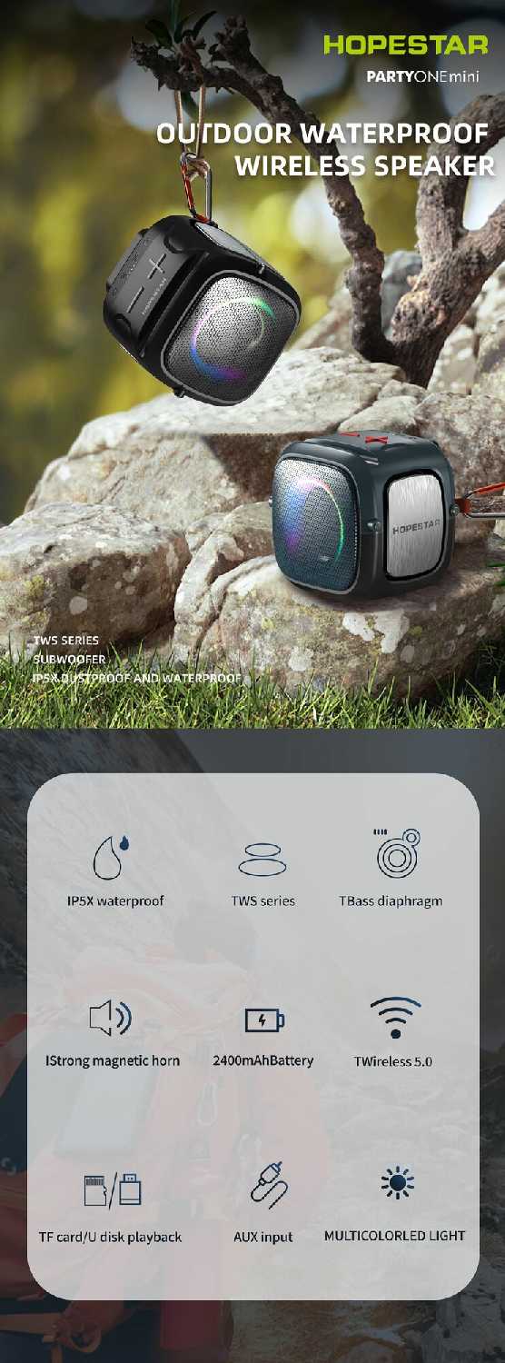 Портативная Bluetooth Колонка Hopestar Party One Mini фотография 14